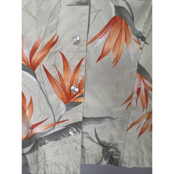 Tommy Bahama Button Front Blouse Womens S Sleeveless Green Silk Floral Tropical - Picture 3 of 6